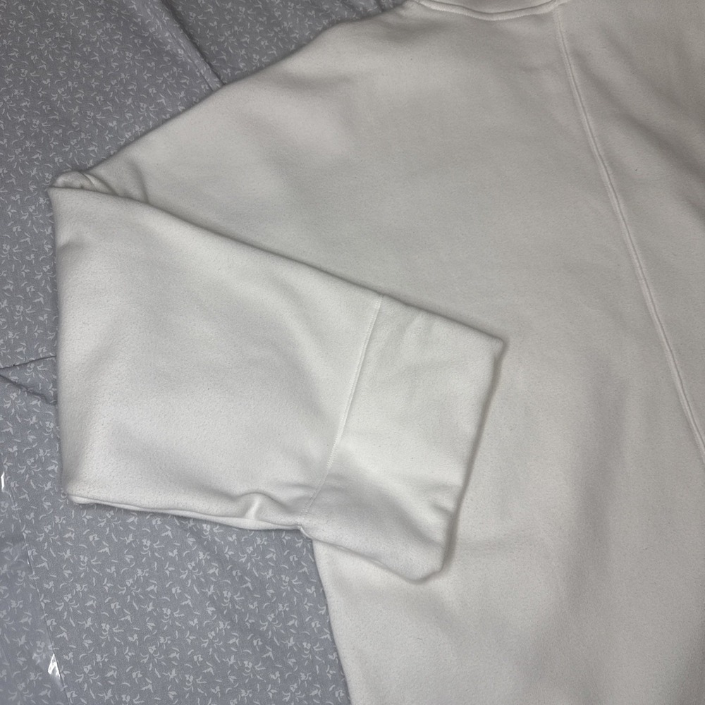 Athleta White Fleece Mock Neck Top XL Oversized Cozy Quiet Luxury Athleisure - Picture 13 of 14